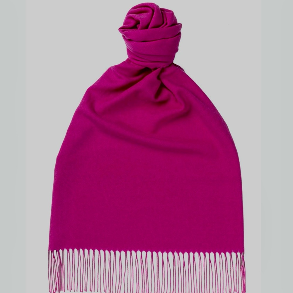 100% Scottish Cashmere Scarf Muffler Magenta Pink New